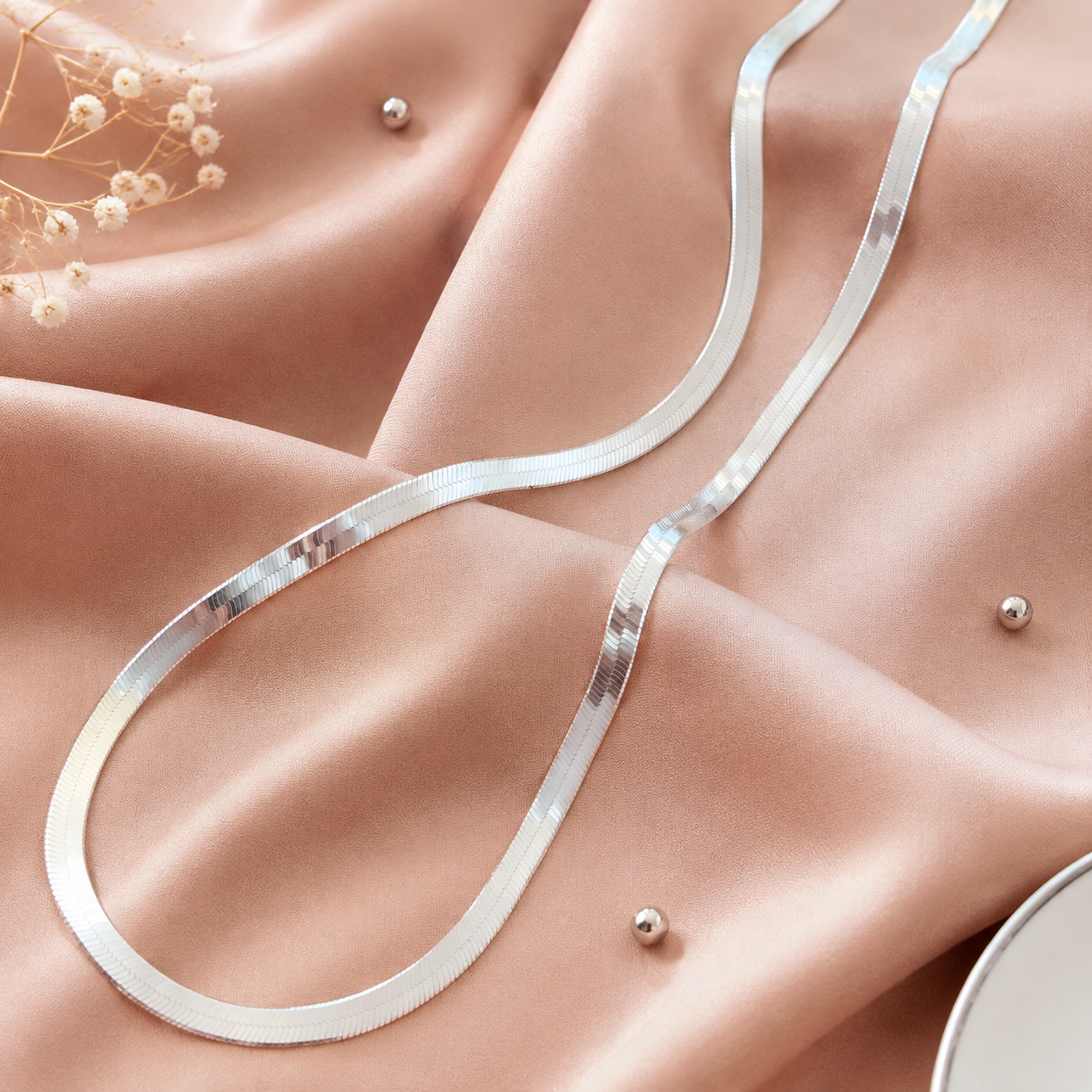 Noelle Silver Herringbone Necklace