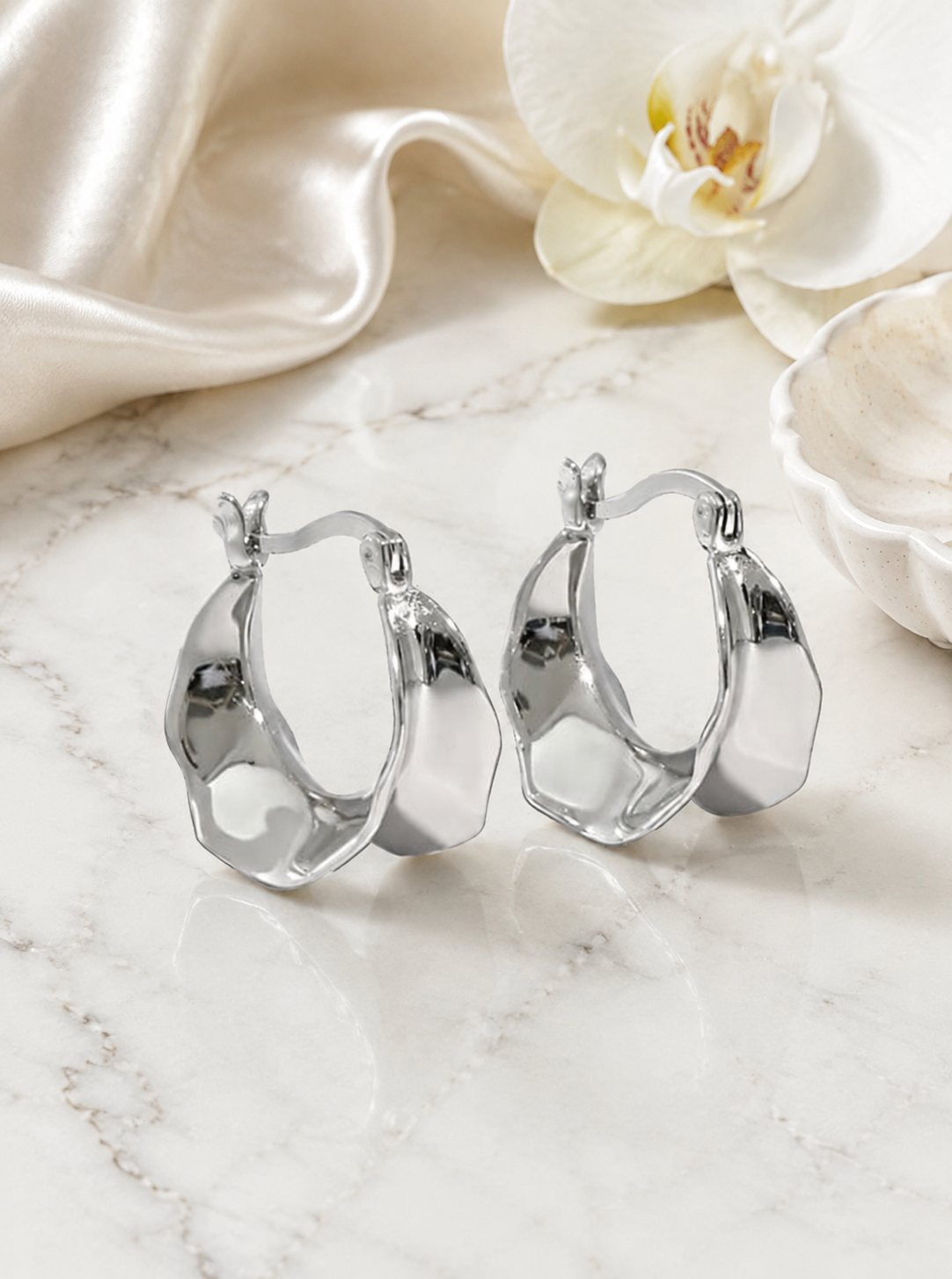 Silver Luxe Hoops