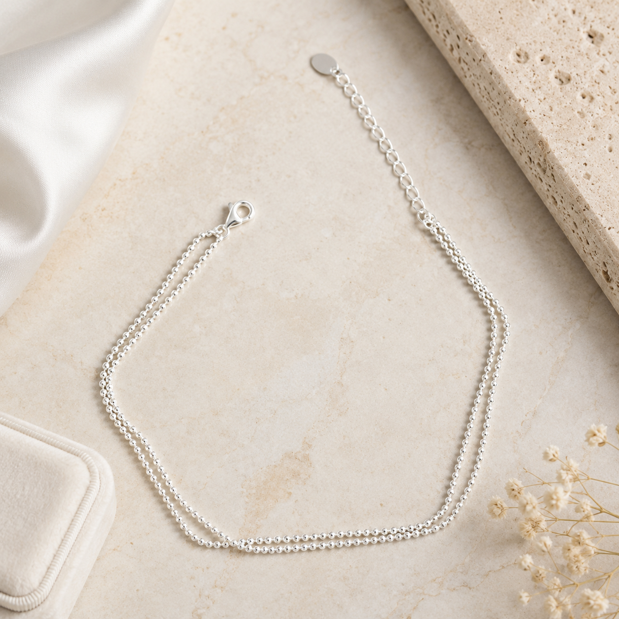 Silver Duet Anklet