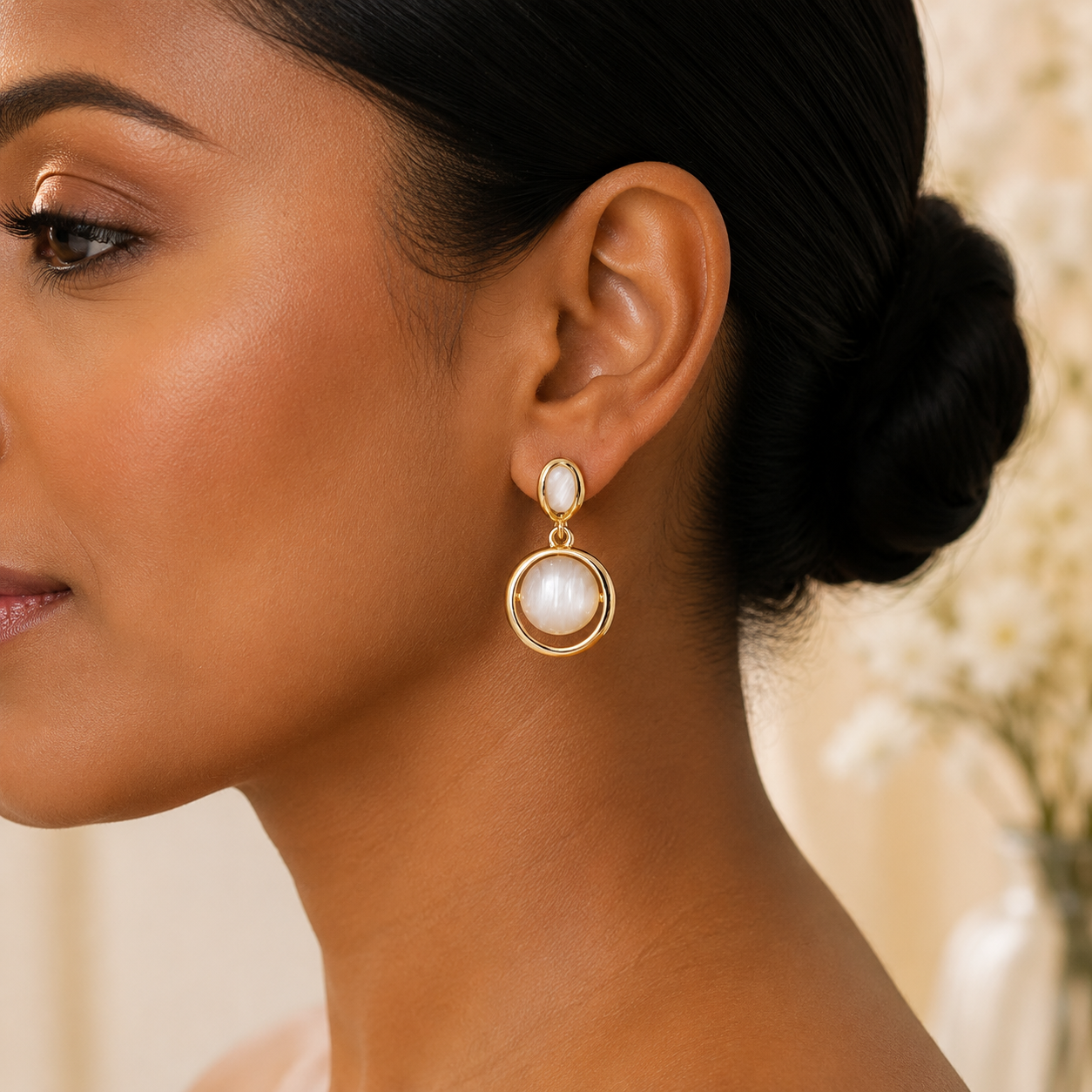 Golden Aura Cat’s Eye Drop Earrings