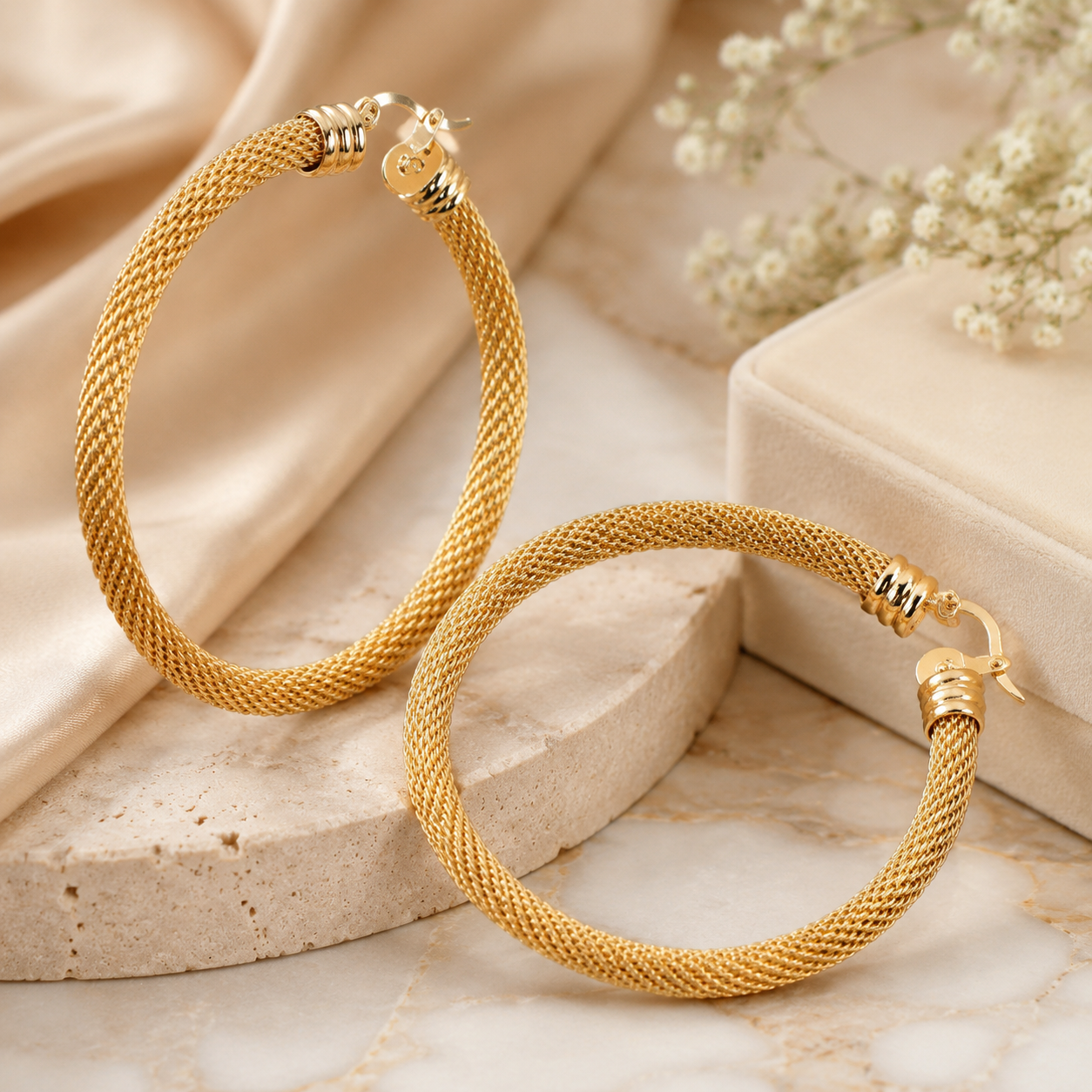 Golden Weave Statement Hoops