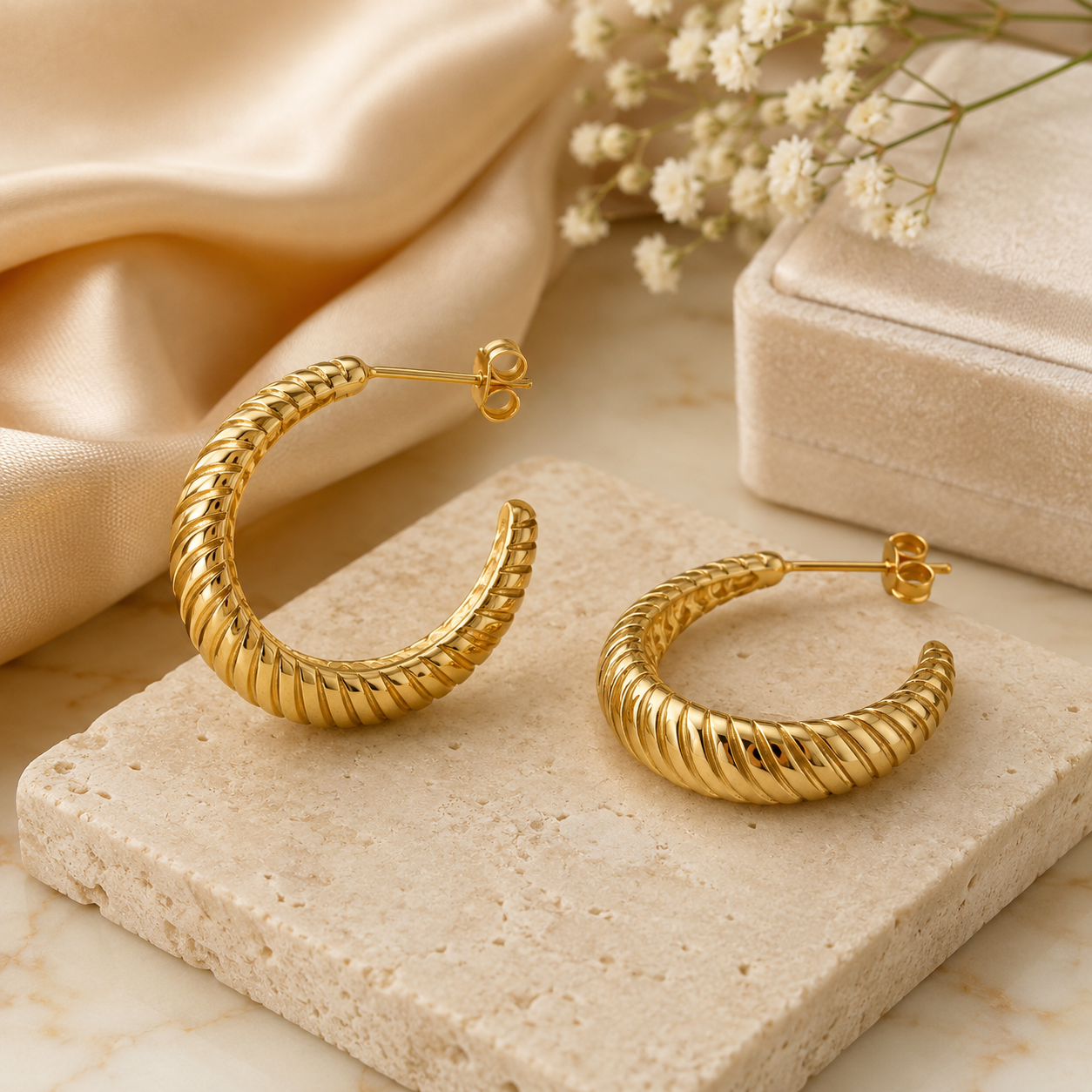 Golden Spiral Statement Hoops